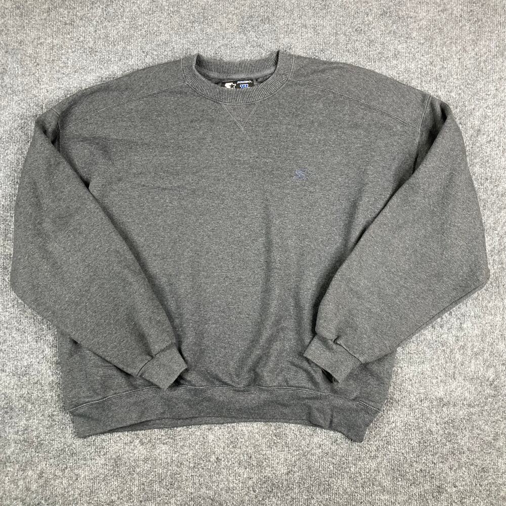 Starter Sweatshirt Mens Size XL Dark Gray Crewneck Heavyweight Pullover Basic‎